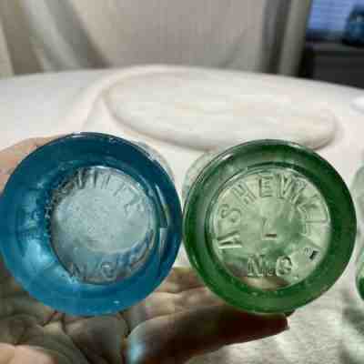 Lot Of 4 ( 1 Blue-bottle Patented 1915) Vintage Coke Bottles Asheville NC
