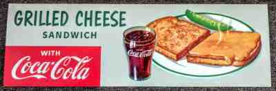 RARE 1950s COCA-COLA "HAMBURGER" CHANNEL CARD SIGN....NOS & NM!