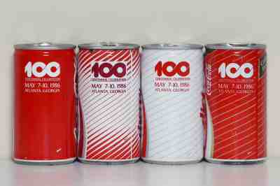 1986 Coca Cola 4 cans set from the USA, Centennial Celebration