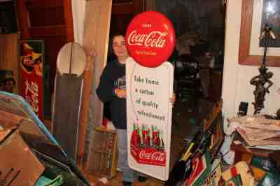 Rare Large Vintage 1951 Coca Cola Soda Pop Gas Station 54" Metal Sign