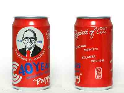 1986 Coca Cola can from the USA, Clarence R Whorley / 40 Years dedicated service