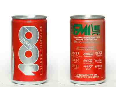 1986 Coca Cola BANK can from the USA, FMI / Centennial Celebration