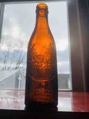 Amber Curved Arrow Coke Jackson Tenn. Tennessee Amber Coca Cola Soda Bottle 