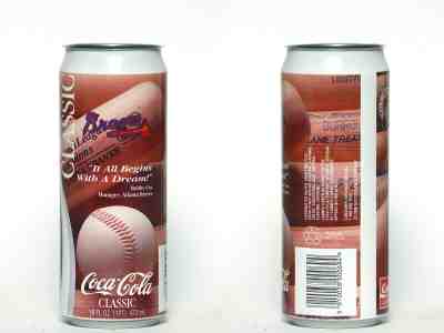 1990s Coca Cola Classic can from the USA, Atlanta Braves (PROTOTYPE) (473ml) (1)
