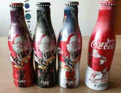 Nice Coca Cola Alu Bottle Set From Benelux. Christmas. 4 full bottles