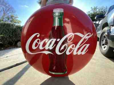 Vintage 36" Porcelain Coca Cola Button Sign Soda Pop Advertising Coke