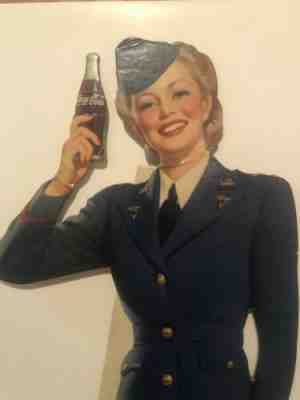 1944 Cardboard Coca Cola Service Woman 17” Tall Collectible