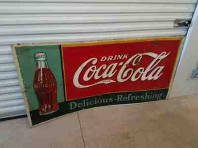 1937 Ultra Rare Vintage Coca Cola Tin Sign 72" x 30" Coke dated 2/37 FREE SHIP