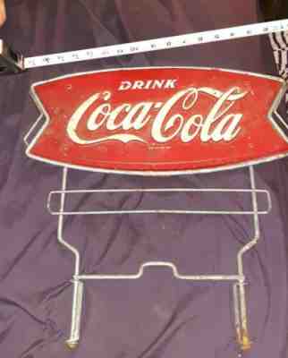 Vintage Coca Cola Fishtail Wire Rack Sign