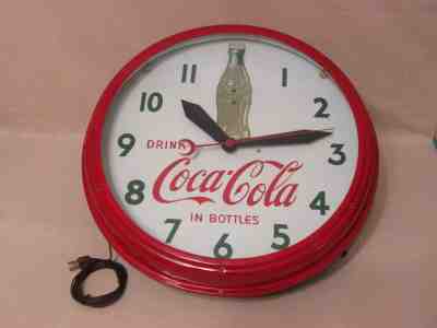 ORIGINAL 1948 COCA COLA "ROCKING BOTTLE" NEON CLOCK - SWIHART PROD.- VERY RARE !