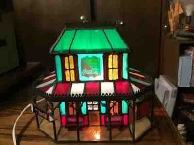 Franklin Mint Coca-Cola Stained Glass Lighted Train Station Main Street Hotel