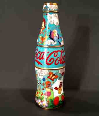 Vintage 1999 Coca-Cola Enamel Cloisonné Contour Bottle Sign McDonald House RARE