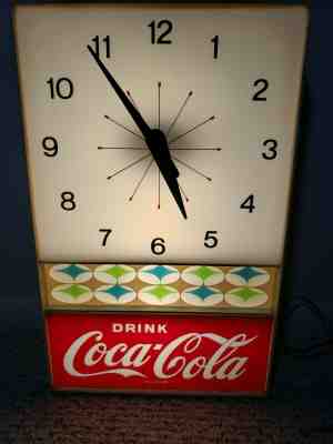 VINTAGE 1960s COCA-COLA STARBURST ELECTRIC LIGHTED CLOCK "DRINK COCA-COLA"