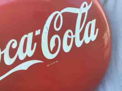 1950’s 36" Porcelain Coca Cola Bottle Button Original hanger LOCAL PICK UP ONLY