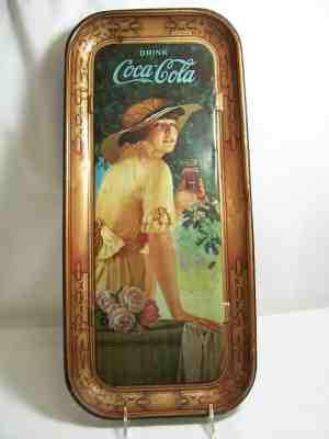  1916 Coca Cola Tray ~ Elaine Girl W/ Flower Basket ~ Original Coke Tray