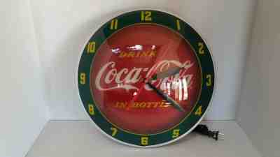 Coke Clock Electric Lighted Double Bubble Glass Retro 2003