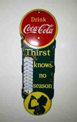Original Rare 1940 Porcelain Coca Cola Canadian Made Thermometer Sign