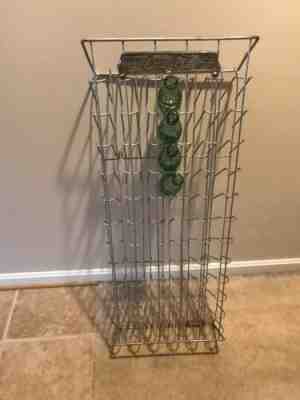 Vintage Coca Cola Bottle Return Rack Advertising Sign W/4 Glass Bottles