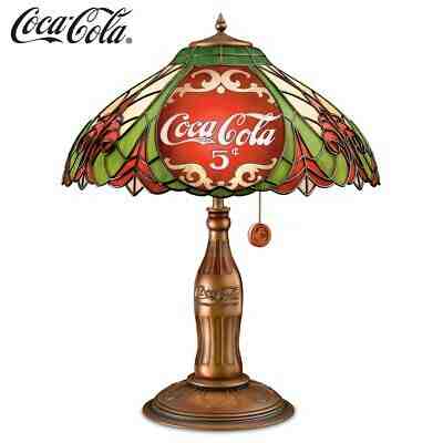 COCA-COLA Classic Elegance Stained-Glass Table Lamp by The Bradford Exchange