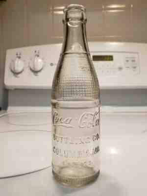 COCA COLA in script straight side Coke bottle COLUMBIA MO MISSOURI unique design