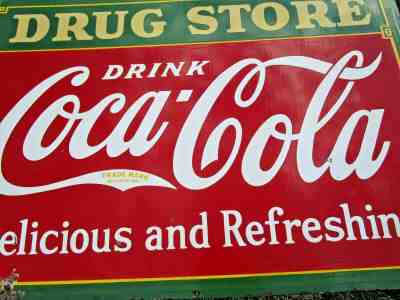 1933 COCA COLA LGE PORCELAIN DRUG STORE SIGN 2 SIDED TENNESSEE ENAMEL NASHVILLE