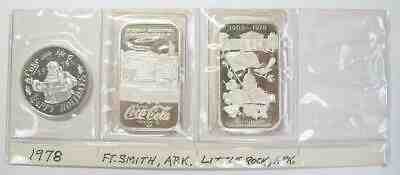 Coca Cola .999 Silver * 1978 Holiday ½ oz * Ft. Smith & Little Rock 1 oz Bars