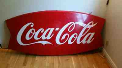 Vintage coca cola sign, original ,fishtail design, very large.