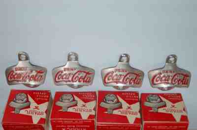 4 Vintage Stationary Bottle Openers - Drink Coca Cola - Starr X Brown Mfg. Co.