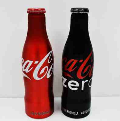*RARE! U.S.A. Crown Cap version 2007 aluminum Coca Cola 2 Bottle Set NO BAR CODE