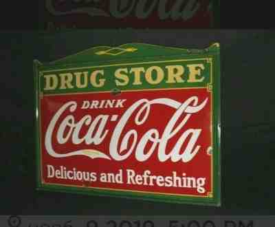 X-Large Original1940' Coca Cola Drug Store Porcelain Enamel Sign Soda Pop 60x46