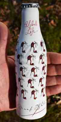 *HTF Dutch Manolo Blahnik "Celebrate Life" aluminum Coca Cola Bottle Netherlands