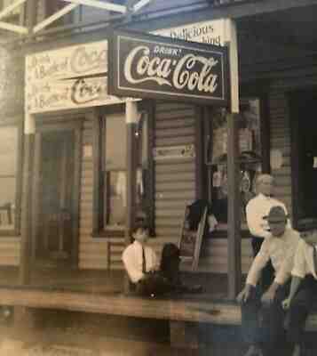 Coca Cola 1913 Real Photo Postcard Taft Florida Drug Store Early Banners Flange