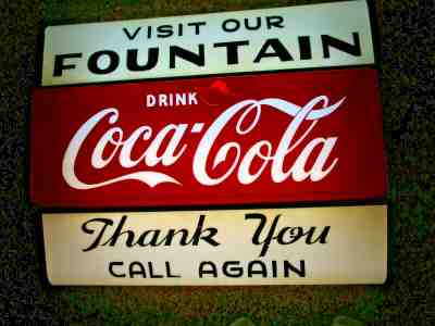 c1950's COCA COLA LIGTD SIGN ORIGINAL FOUNTAIN LUNCHEONETTE 2 SIDED HANOVER NEON