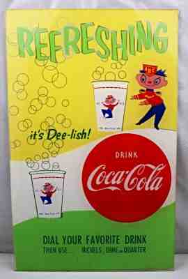 Coca Cola Dee Lish Vending Machine Drink Cup Sign NOS! DEE-LISH