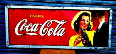 Rare Large Original 1941 Drink Coca Cola Soda Pop Bottle 60 x 24 Sign 