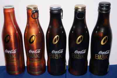5 Different Coca-Cola Blak aluminium bottles France & Spain 2007/2008