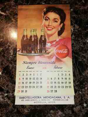 awesome vintage coca cola coke mexican wall paper calendar original 1950 htf