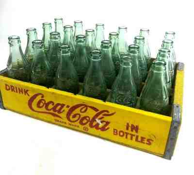 Vintage 6oz coke full case yellow wood case