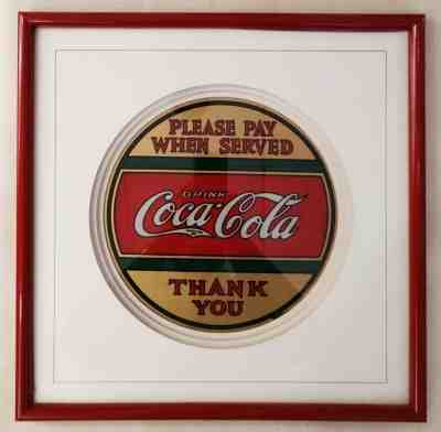 Framed vintage Coca-Cola drug store counter glass insert