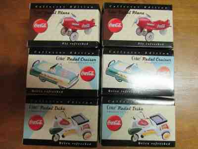6 lot Xonex COLLECTOR EDITION COCA COLA PEDAL Trike, Cruiser & Plane Coke NOS !