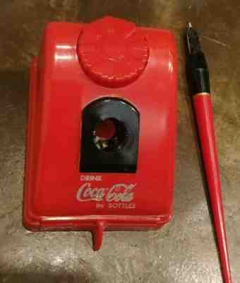 Rare 1950s Drink Coca Cola Fountain Pen Inkwell Set Coke Complete Estate