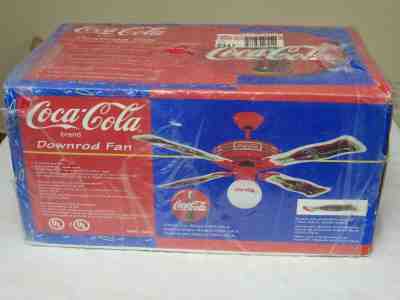 Coca Cola 44" Downrod Ceiling Fan 1997 Coke Classic Glass Globe Light MINT
