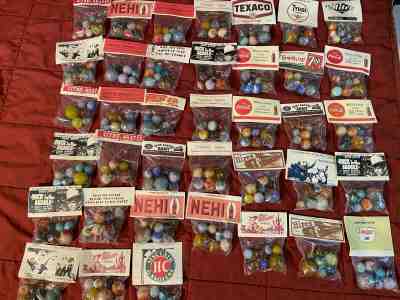 38 Unopened Various Packages Vintage Marbles (Coca Cola, Nehi, Roy Rodgers etc.)