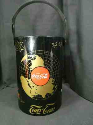 Vintage Coca-Cola Coke Vinyl Ice Bucket Asian Oriental Pacific Theme No Lid