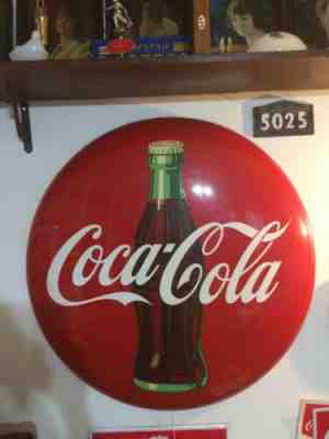 1956 Coca Cola 36 inch Bottle Design Button SIGN 