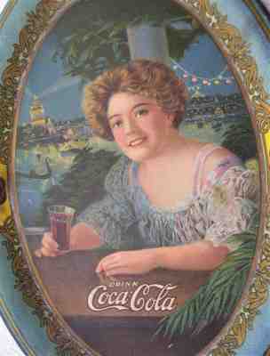 1909 COCA-COLA  ~EXHIBITION GIRL" OVAL CHANGE TRAY, GUARANTEED ORIGINAL