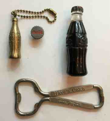 Vintage Coca Cola Collectibles Lot - Lighter - Bottle Opener - Key Chain - Pin
