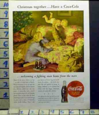 1945 WAR WW2 FAMILY BABY WIFE COKE SODA POP BOTTLE ATLANTA VINTAGE AD  AS67