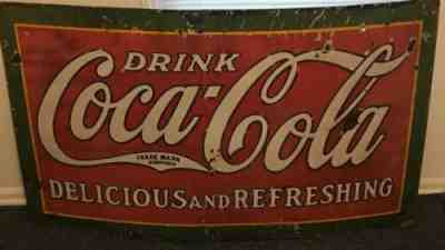 ORIGINAL 1929 COCA COLA DELICIOUS AND REFRESHING SIGN Porcelain  Sign Vintage