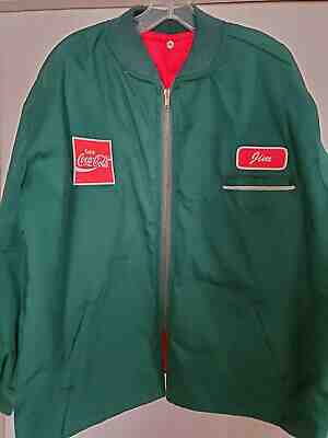 COCA COLA GREEN UNIFORM LINED MENS JACKET SIZE XXL FRONT ZIPPER